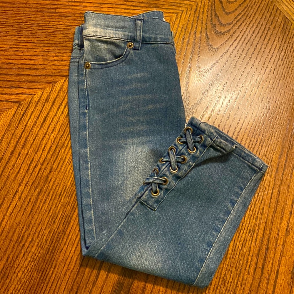 Girls 4 xs capri jeans cross thread design nwot